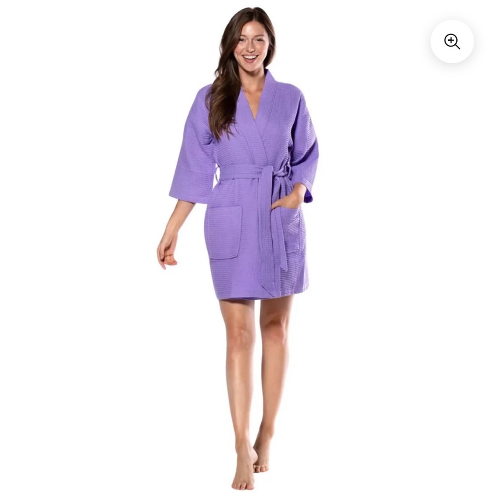 NWT Cocus Pocus purple waffle knit robe with Take It Easy on back - Picture 2 of 6